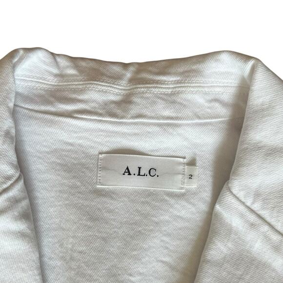 A.L.C. Women’s Amelia II White Denim Collared Gold One Button Blazer Jacket Sz 2 - Picture 4 of 14